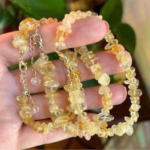 Citrine Crystal chip bracelet adjustable